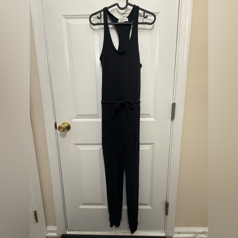 Spiritual Gangster Gray Ribbed Harmony Jumpsuit S Yoga Athleisure Beach Vacation